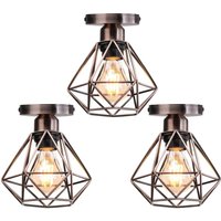 3 Stücke Vintage Deckenlampe Industrial Design Deckenleuchte Käfig Pendelleuchte Kupferrost Ø16cm von WOTTES