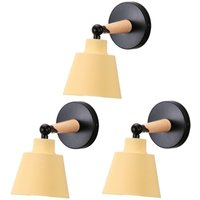 3 Stücke Vintage Wandleuchte Innen Wandlampe Verstellbare Deckenleuchte mit Metallschirm Hellgelb Ø12cm von WOTTES
