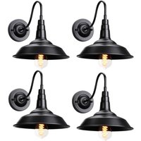 4 Stücke Industrielle Wandleuchte Vintage Wandlampe Innen Deckenleuchte E27 Lampe Wand Schwarz Ø26cm von WOTTES