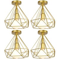 4 Stücke Vintage Industrie Deckenleuchte Käfig Deckenlampe Semi Flush Mount Wohnzimmerlampe Gold Ø25cm 4 Stücke Vintage Industrie Deckenleuchte Käfig Deckenlampe Semi Flush Mount Wohnzimmerlampe Gold Ø25cm von WOTTES