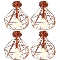 4 Stücke Vintage Industrie Deckenleuchte Käfig Deckenlampe Semi Flush Mount Wohnzimmerlampe Rot Ø25cm 4 Stücke Vintage Industrie Deckenleuchte Käfig Deckenlampe Semi Flush Mount Wohnzimmerlampe Rot Ø25cm von WOTTES