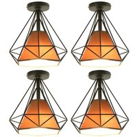 4 Stücke Vintage Industrie Deckenleuchte Käfig Deckenlampe Textil Metall Wohnzimmerlampe Braun Ø25cm 4 Stücke Vintage Industrie Deckenleuchte Käfig Deckenlampe Textil Metall Wohnzimmerlampe Braun Ø25cm von WOTTES