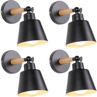 4 Stücke Vintage Wandleuchte Innen Wandlampe Verstellbare Deckenleuchte mit Metallschirm Schwarz Ø12cm von WOTTES