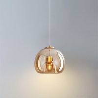 E27 Industrielle Retro Hängelampe Glaskugel Pendellampe Innenbereich Kronleuchter Ø25CM - Bernstein von WOTTES