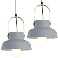 E27 Modern Hängeleuchte Schwarz Pendelleuchte Lampenschirm Kreative Metall Holz Deckenleuchte Grau 2 Stücke E27 Modern Hängeleuchte Schwarz Pendelleuchte Lampenschirm Kreative Metall Holz Deckenleuchte Grau 2 Stücke von WOTTES