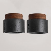 E27 Retro Deckenlampe Dekoration Deckenleuchte Holz Travertin Küchenlampe für Flur Büro Balkon Ø12CM - 2Pcs von WOTTES