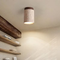 E27 Vintage Deckenleuchte Industrial Pendelleuchte Holz Travertin Hängelampe für Korridor Balkon Speisesaal Ø 11CM - 1Pcs von WOTTES