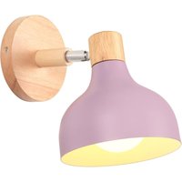 Wottes - E27 Wandleuchte Retro Wandlampen aus Holz Metall Lampenschirm Verstellbare Wandspot Helles Lila von WOTTES