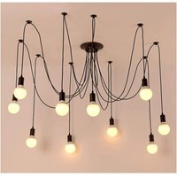 Wottes - Industrie Retro Hängelampe led Pendellampe Verstellbar Kronleuchter für Wohnzimmer Schlafzimmer 10 Köpfe von WOTTES