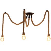 Industrie Vintage Kronleuchter Hanfseil DIY Pendelleuchte Höhenverstellbar Hängeleuchte 3 Flamme Deckenlampe Industrie Vintage Kronleuchter Hanfseil DIY Pendelleuchte Höhenverstellbar Hängeleuchte 3 Flamme Deckenlampe von WOTTES