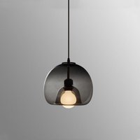 Industrie Vintage Pendelleuchte E27 Glas Lampenschirm Hängelampe Glas Lampenschirm Hängelampe - Rauchgrau Ø25CM von WOTTES