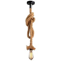 Industrielle Pendelleuchte Hanfseil DIY Hängeleuchte Vintage Deckenbeleuchtung Länge 200cm von WOTTES