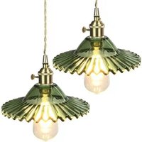 Industrielle Vintage Pendelleuchte Retro Glas Hängeleuchte Lampenschirm Kreative Deckenleuchte Grün 2 Stücke von WOTTES