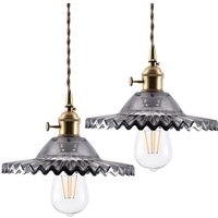 Industrielle Vintage Pendelleuchte Retro Glas Hängeleuchte Lampenschirm Kreative Deckenleuchte Rauchgrau 2 Stücke Industrielle Vintage Pendelleuchte Retro Glas Hängeleuchte Lampenschirm Kreative Deckenleuchte Rauchgrau 2 Stücke von WOTTES