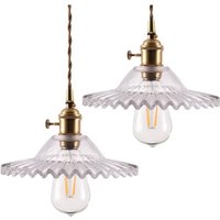 Industrielle Vintage Pendelleuchte Retro Glas Hängeleuchte Lampenschirm Kreative Deckenleuchte Transparent 2 Stücke von WOTTES