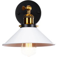 Industrielle Vintage Wandleuchte Edison-Stil Wandlampe Metall Deckenleuchte mit 180° Drehung Weiß Ø26cm von WOTTES