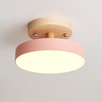 Led Moderne Deckenleuchte Metall Holz Deckenlampe Innen Runde Pendelleuchte Rosa Ø18CM - 1Pcs Neutrales Licht von WOTTES