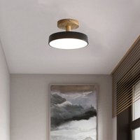 Led Moderne Deckenleuchte Metall Holz Deckenlampe Innen Runde Pendelleuchte Schwarz Ø18CM - 1Pcs Kaltweiß Licht von WOTTES