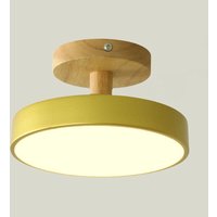 LED Moderne Deckenleuchte Metall Holz Deckenlampe Innen Runde Pendelleuchte Weiß Ø23CM - 1Pcs Neutrales Licht von WOTTES