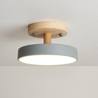 Led Moderne Deckenleuchte Metall Holz Deckenlampe Innen Runde Pendelleuchte Grau Ø23CM - 1Pcs Kaltweiß Licht von WOTTES
