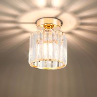 Modern Deckenleuchte Metall Kristall Deckenlampe Rund Lampenschirm für Esszimmer Wohnzimmer Flur Gold von WOTTES