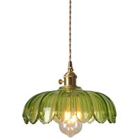 Wottes - Modern E27 Pendelleuchte Glas Metall Hängelampe Grün Höhenverstellbar Deckenleuchte Esszimmerlampe Ø25CM von WOTTES