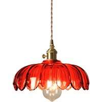 Wottes - Modern E27 Pendelleuchte Glas Metall Hängelampe Rot Höhenverstellbar Deckenleuchte Esszimmerlampe Ø25CM von WOTTES