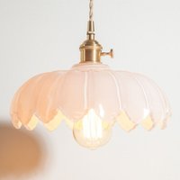 Wottes - Modern E27 Pendelleuchte Glas Metall Hängelampe Weiß Höhenverstellbar Deckenleuchte Esszimmerlampe Ø25CM von WOTTES