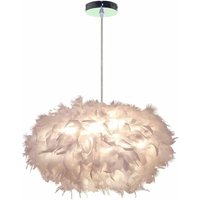 Modern Pendelleuchte LED 45CM Kronleuchter E27 Weiße Feder Lampenschirm Deckenlampe für Wohnzimmer von WOTTES