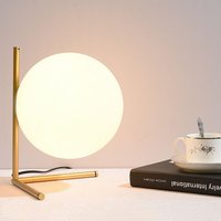 Modern Schreibtischlampe Kugelförmige Tischlampe Gold Klemmleuchte mit Glasschirm Ø20cm von WOTTES