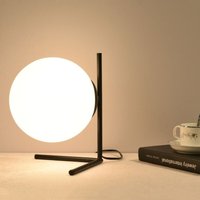 Modern Schreibtischlampe Kugelförmige Tischlampe Schwarz Klemmleuchte mit Glasschirm Ø20cm von WOTTES