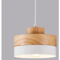 Wottes - Moderne Hängeleuchte Innenbereich Pendellampe Metall Holz Deckenleuchte für Küche Esszimmer Café Weiß von WOTTES
