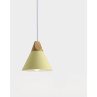 Moderne Pendelleuchte Industrielle Hängelampe Holz Metall Deckenleuchten für Esszimmer Küche Gelb Ø22cm von WOTTES