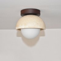 Nordic Deckenleuchte Rund Deckenlampe Holz Acryl Travertin Küchenlampe für Schlafzimmer Flur Keller - Warmweißes Licht von WOTTES