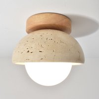 Retro Deckenlampe Holz Acryl Travertin Deckenleuchte Design Kreative Schlafzimmerlampe für Flur Büro Balkon - Kaltweiß Licht von WOTTES