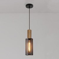 Retro Pendellampe Metall Holz Hängeleuchte Höhenverstellbare Deckenleuchte für Restaurant Schlafzimmer Café Bar Ø12,5CM von WOTTES