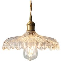 Retro Pendelleuchte Transparent Glas Hängelampe Lampenschirm Höhenverstellbare Deckenleuchte für Schlafzimmer Wohnzimmer von WOTTES