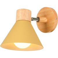 Retro Wandleuchte Holz Metall Wandlampe Innenbeleuchtung für Schlafzimmer Küche Loft E27 Hellgelb von WOTTES