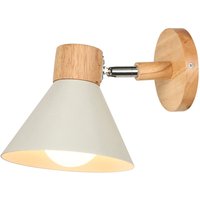 Retro Wandleuchte Holz Metall Wandlampe Innenbeleuchtung für Schlafzimmer Küche Loft E27 Weiß von WOTTES