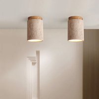 Wottes - Vintage Deckenlampe Design Retro Pendelleuchte Holz Travertin Deckenleuchte E27 für Wohnzimmer Büro Bar - 2Pcs Wottes - Vintage Deckenlampe Design Retro Pendelleuchte Holz Travertin Deckenleuchte E27 für Wohnzimmer Büro Bar - 2Pcs von WOTTES