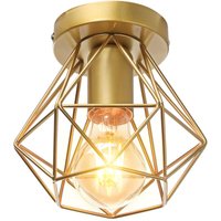 Vintage Industrial Deckenleuchten Eisenkäfig Lampenschirm Pendelleuchte Gold Hängelampe Ø16cm von WOTTES