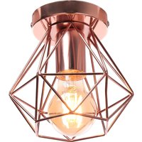 Vintage Industrial Deckenleuchten Eisenkäfig Lampenschirm Pendelleuchte Roségold Hängelampe Ø16cm von WOTTES