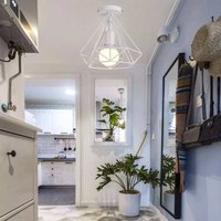 Vintage Industrie Deckenleuchte Käfig Deckenlampe Semi Flush Mount Wohnzimmerlampe Weiß Ø25cm von WOTTES