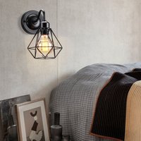 Vintage Wandlampe Innen Wandleuchte Metall Käfig Wandspot Schwarz Ø15,5cm für Café Restaurant Schlafzimmer Vintage Wandlampe Innen Wandleuchte Metall Käfig Wandspot Schwarz Ø15,5cm für Café Restaurant Schlafzimmer von WOTTES