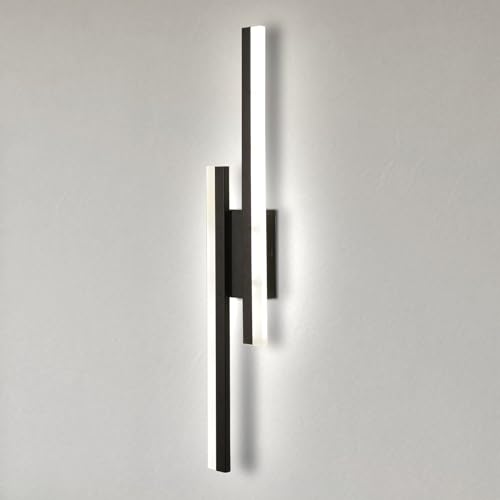 WOTTES 65CM LED Innenwandleuchte 6000K Warmes Licht Wandleuchtes Schwarz Moderne Metall Wandleuchte für Schlafzimmer Wohnzimmer Treppe Flur (Schwarz) von WOTTES