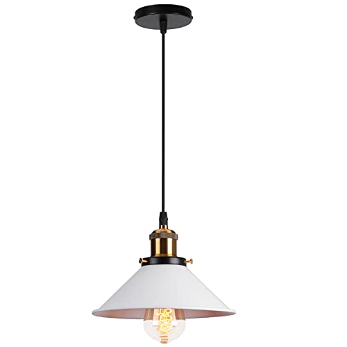 WOTTES Kronleuchter Industrial Retro Dekorative Schmiedeeisen Lampenschirm Deckenleuchte Glühbirnenhalter E27 Geeignet für Esszimmer Wohnzimmer Küche Schlafzimmer Café Bar. (Weiß) von WOTTES