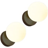 2 Stück Moderne Wandleuchte Innen Kugel Wandlampe mit Glaskugel Lampenschirm Ø15CM Wandbeleuchtung E27 Cremeweiß + Schwarz von WOTTES