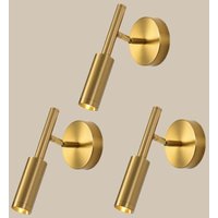 3 Stück 5W led Wandlampe Spot 350° Verstellbare Wandleuchte Golden Innen Wandspot Dreifarbiges variables Licht von WOTTES