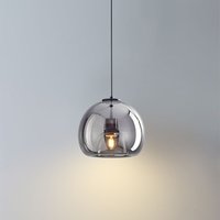 Wottes - E27 Industrielle Retro Hängelampe Glaskugel Pendellampe Innenbereich Kronleuchter Ø25CM - Rauchgrau von WOTTES
