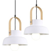 E27 Modern Hängeleuchte Schwarz Pendelleuchte Lampenschirm Kreative Metall Holz Deckenleuchte Weiß 2 Stücke von WOTTES
